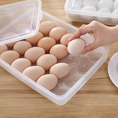 2 Pack Egg Holder for Refrigerator, Plastic Egg Storage Container, Fridge Egg Organizer, Clear Refrigerator Organizer Bins with Lids, Stackable Tray Holds 12 Eggs