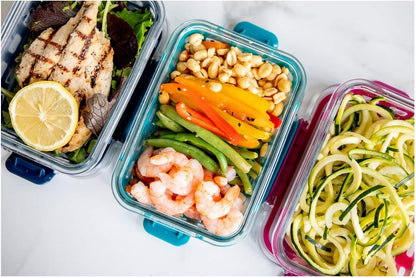 DuraGlass Food Storage Glass Lunch Bowl Container - Meal Prep Container with Silicone Sleeve and Airtight Lid, 5 Cup, Teal