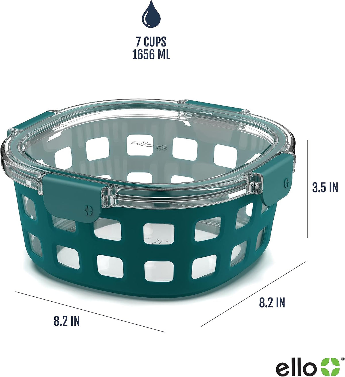 DuraGlass Food Storage Glass Lunch Bowl Container - Meal Prep Container with Silicone Sleeve and Airtight Lid, 5 Cup, Teal