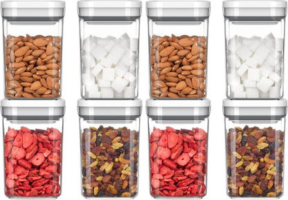 4 Pack Airtight Food Storage Container Set for Pantry Organization | One-handed leak proof lids, BPA Free, stackable and space saving, 1.0 L( 33.8 oz), Medium, white