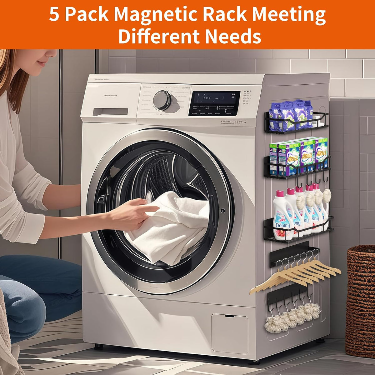 Magnetic Shelf for Washing Machine, Magnetic Laundry Organizer Set