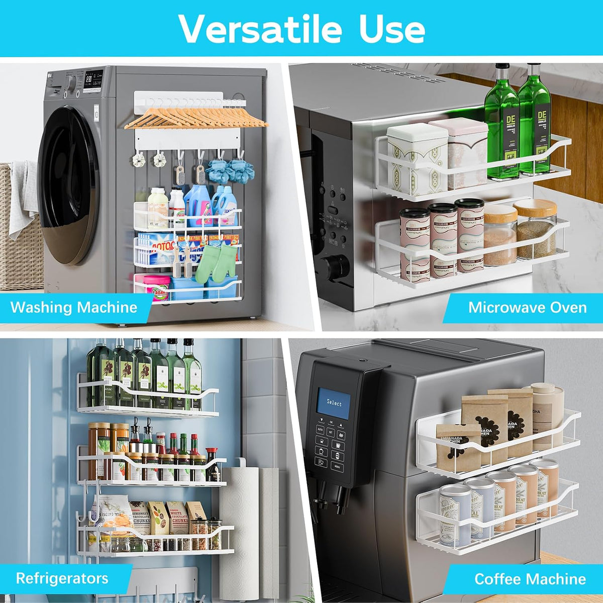 Magnetic Shelf for Washing Machine, Magnetic Laundry Organizer Set