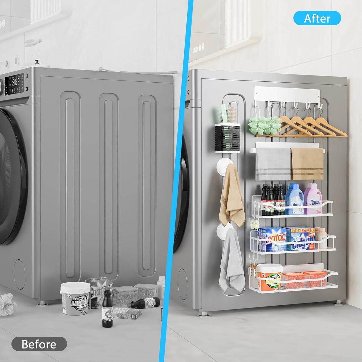 Magnetic Shelf for Washing Machine, Magnetic Laundry Organizer Set