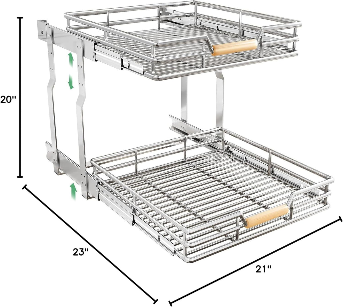 Pull out Cabinet Organizer, 15"W X 21"D, Heavy Duty Smooth Sliding Under Cabinet Shelves for Pots and Pans, Full-Extension Roll out Drawers, Slide out Organization for Home Kitchen Pantry