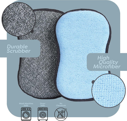 Multi-Purpose Sponges Kitchen - Non-Scratch Microfiber sponges for Cleaning, Along with Heavy Duty Scrubbing Power - Reusable Dish Sponge for Dishes, Pots and Pans (6 Pack, Small)