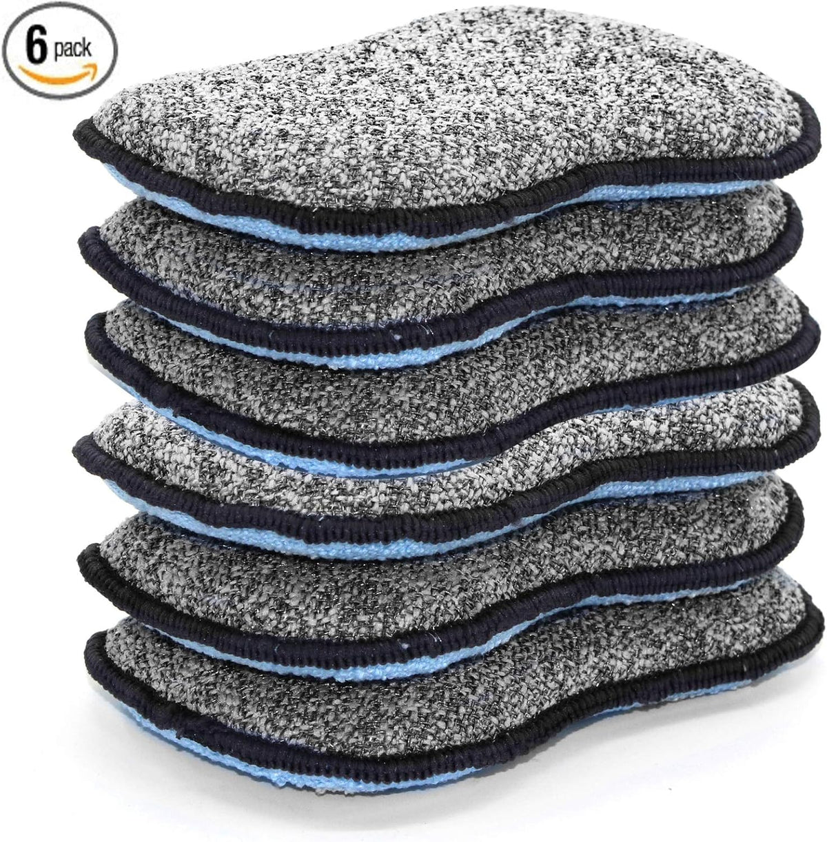 Multi-Purpose Sponges Kitchen - Non-Scratch Microfiber sponges for Cleaning, Along with Heavy Duty Scrubbing Power - Reusable Dish Sponge for Dishes, Pots and Pans (6 Pack, Small)
