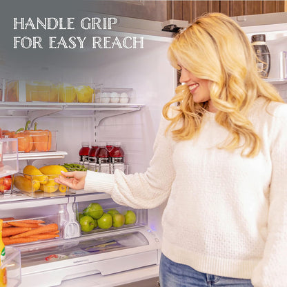 Clear Pantry Organizer Bins - Fridge Organizer with 3 Removable Dividers, Ideal for Kitchen, Pantry, Refrigerator, Freezer, and Snack Storage