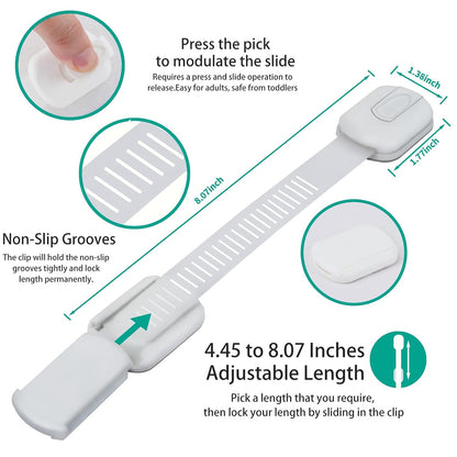 Multi-Use Adhesive Strap Locks for Baby Proofing Cabinets & Drawers