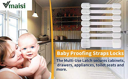 Multi-Use Adhesive Strap Locks for Baby Proofing Cabinets & Drawers