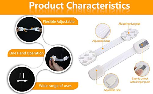 Multi-Use Adhesive Strap Locks for Baby Proofing Cabinets & Drawers