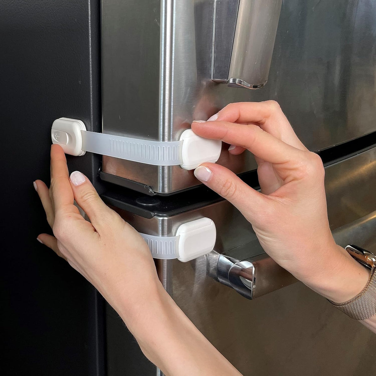 Multi-Use Adhesive Strap Locks for Baby Proofing Cabinets & Drawers