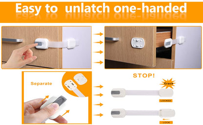 Multi-Use Adhesive Strap Locks for Baby Proofing Cabinets & Drawers