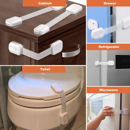 Multi-Use Adhesive Strap Locks for Baby Proofing Cabinets & Drawers