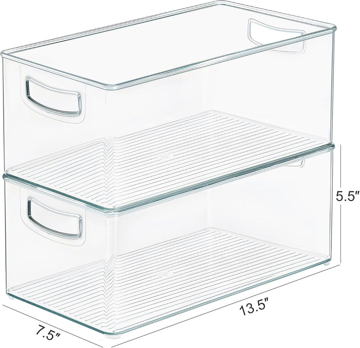 Freezer Organizer Bins Fridge Organizers and Storage Stackable Refrigerator Organizers Bins with Side Handles Clear Storage Bins for Pantry, Under Sink, Kitchen Cabinet