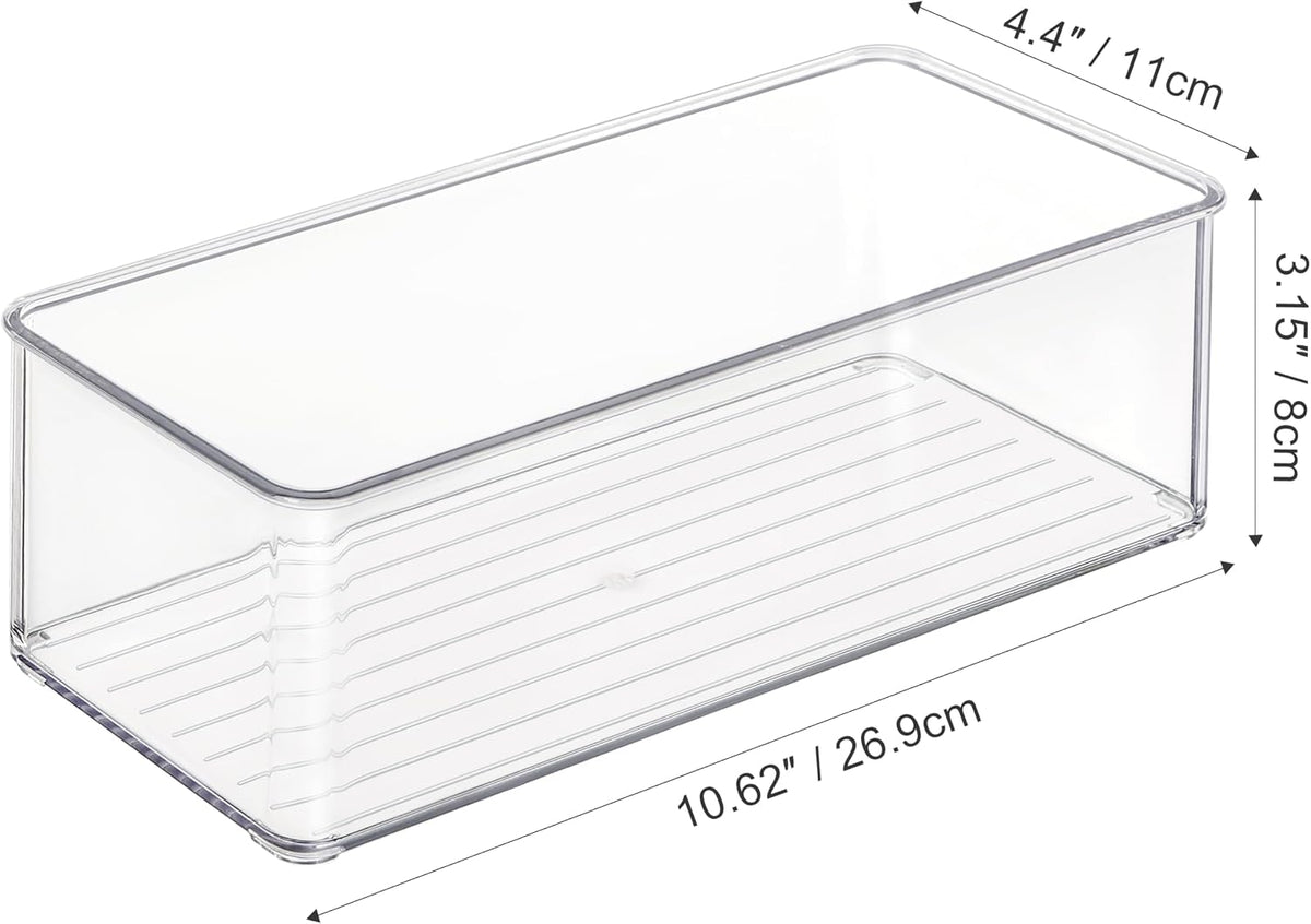 Freezer Organizer Bins Fridge Organizers and Storage Stackable Refrigerator Organizers Bins with Side Handles Clear Storage Bins for Pantry, Under Sink, Kitchen Cabinet