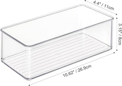 Freezer Organizer Bins Fridge Organizers and Storage Stackable Refrigerator Organizers Bins with Side Handles Clear Storage Bins for Pantry, Under Sink, Kitchen Cabinet