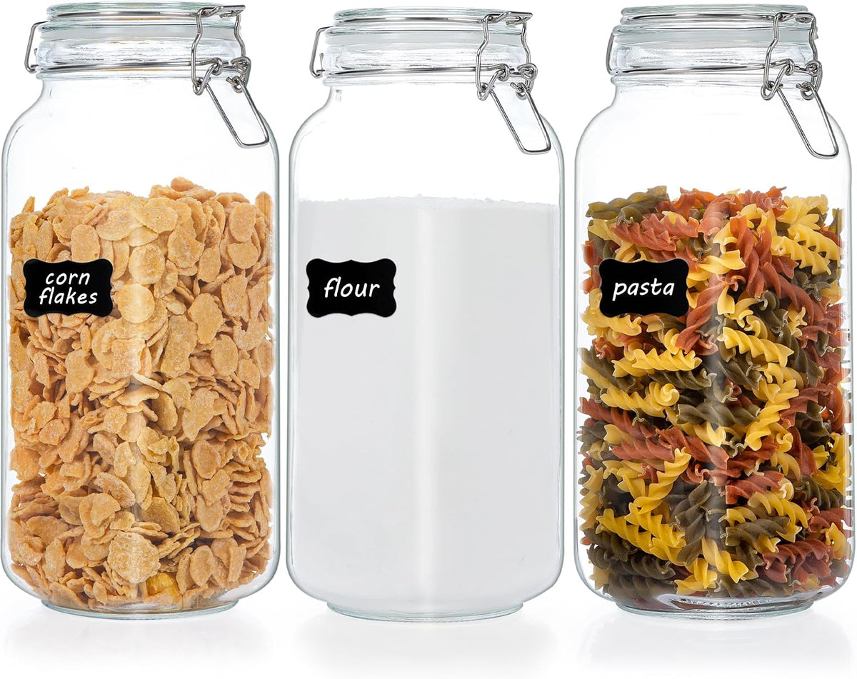 78oz Glass Food Storage Jars with Airtight Clamp Lids, 3 Pack