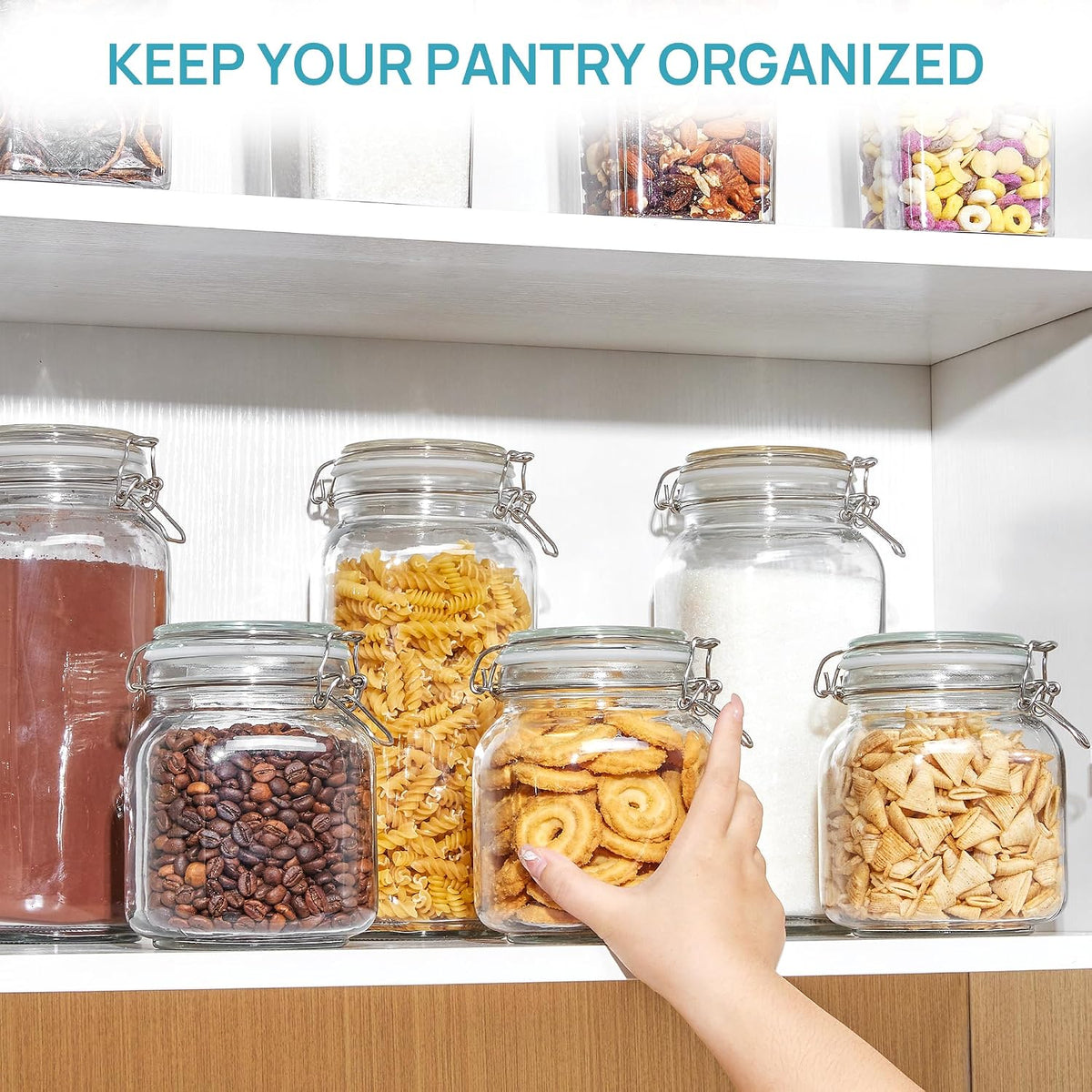 78oz Glass Food Storage Jars with Airtight Clamp Lids, 3 Pack