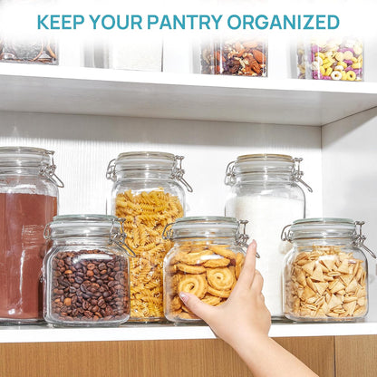 78oz Glass Food Storage Jars with Airtight Clamp Lids, 3 Pack