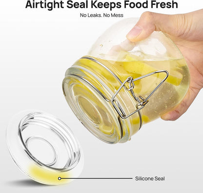 78oz Glass Food Storage Jars with Airtight Clamp Lids, 3 Pack