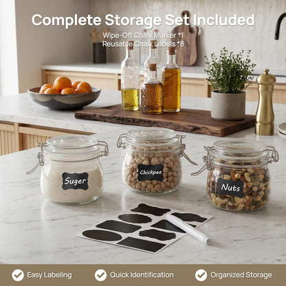 78oz Glass Food Storage Jars with Airtight Clamp Lids, 3 Pack