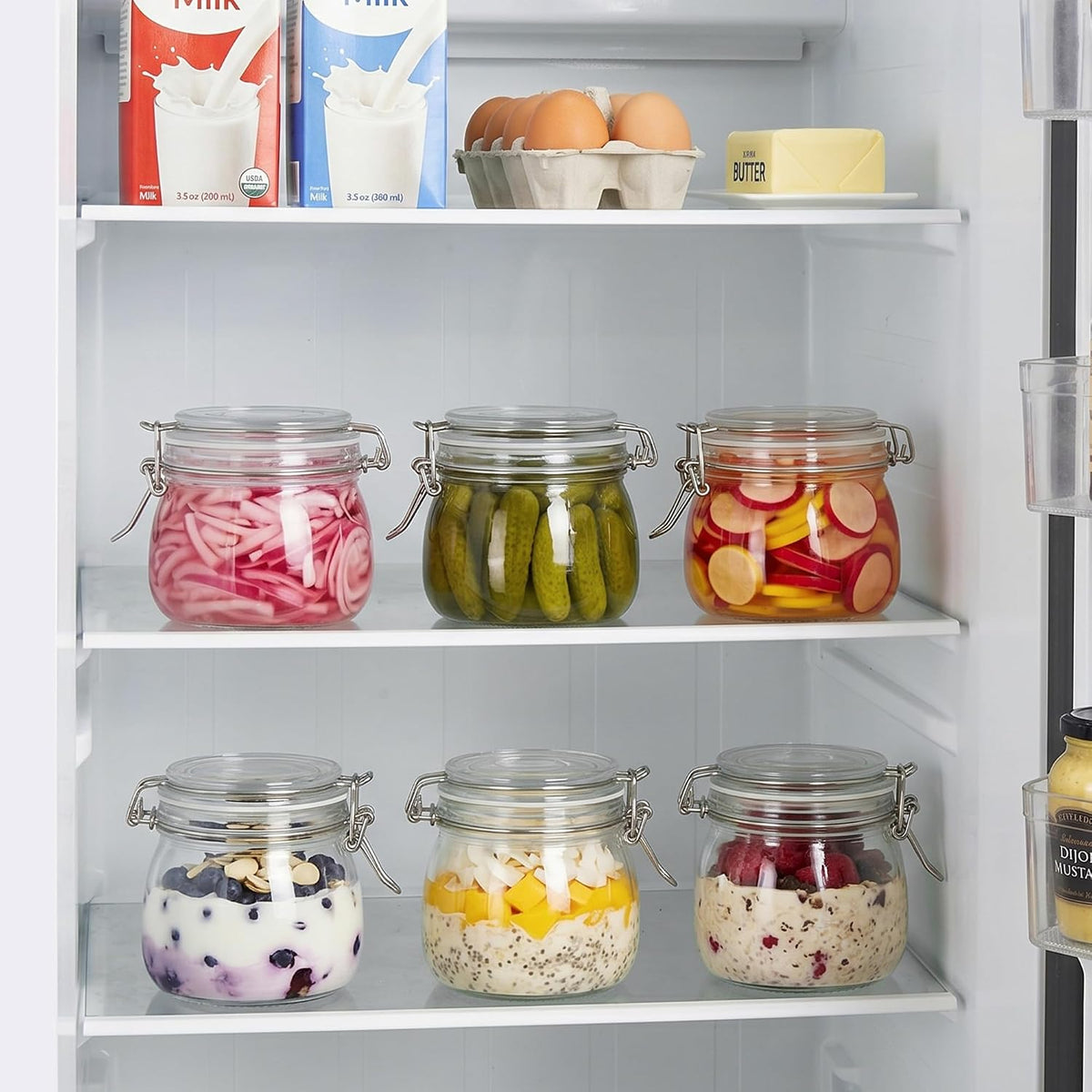 78oz Glass Food Storage Jars with Airtight Clamp Lids, 3 Pack