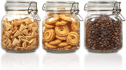 78oz Glass Food Storage Jars with Airtight Clamp Lids, 3 Pack