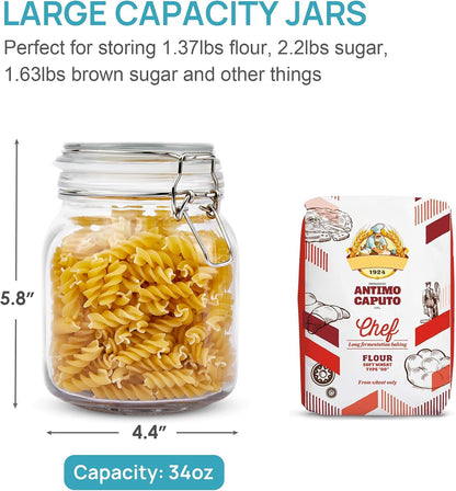 78oz Glass Food Storage Jars with Airtight Clamp Lids, 3 Pack
