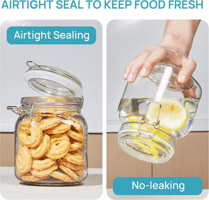 78oz Glass Food Storage Jars with Airtight Clamp Lids, 3 Pack