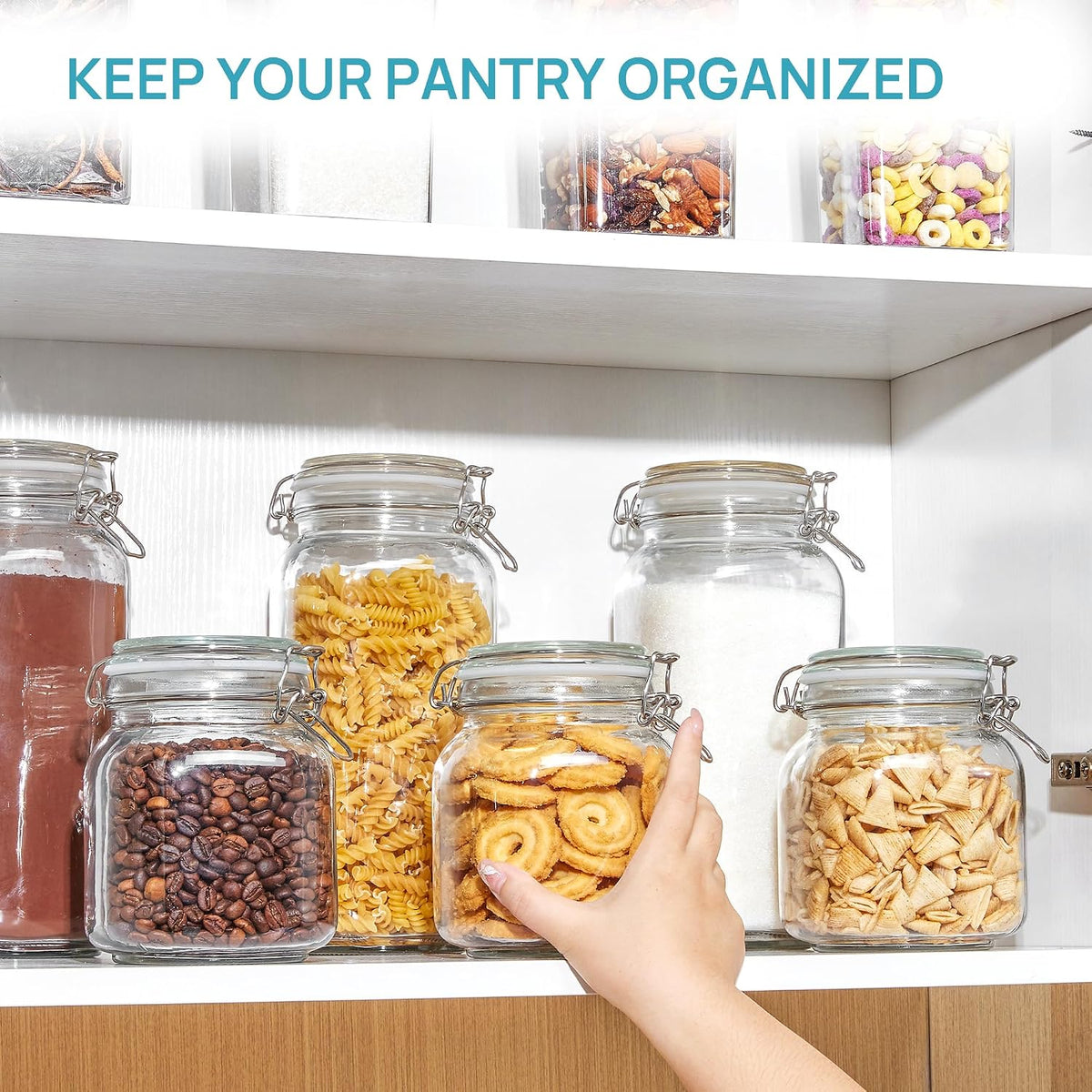 78oz Glass Food Storage Jars with Airtight Clamp Lids, 3 Pack