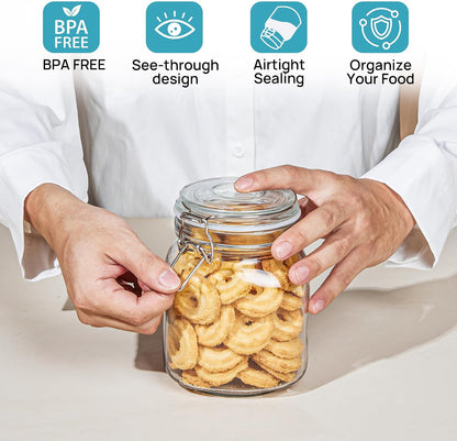 78oz Glass Food Storage Jars with Airtight Clamp Lids, 3 Pack