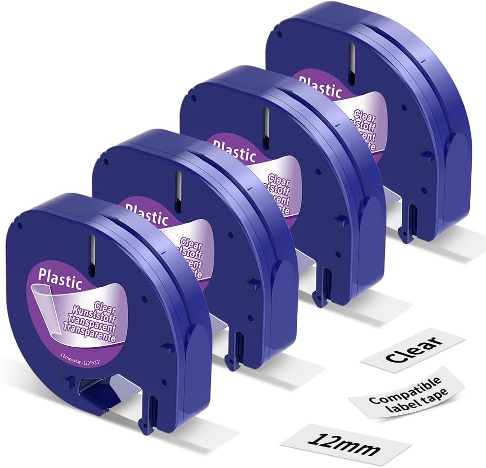 Compatible with Dymo Letratag Refills 91330 White Paper Label Maker Tape | Replacement for Dymo Label Maker LT-100H 100T Plus 200B Refills, 5-Pack 12mm x 4m (1/2" x 13') White Paper