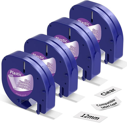 Compatible with Dymo Letratag Refills 91330 White Paper Label Maker Tape | Replacement for Dymo Label Maker LT-100H 100T Plus 200B Refills, 5-Pack 12mm x 4m (1/2" x 13') White Paper