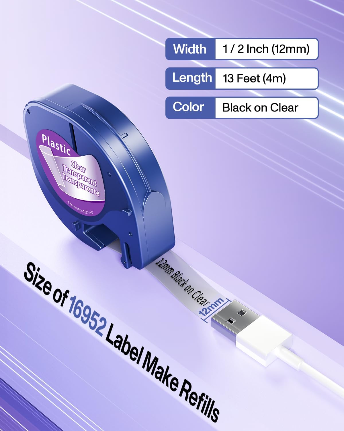 Compatible with Dymo Letratag Refills 91330 White Paper Label Maker Tape | Replacement for Dymo Label Maker LT-100H 100T Plus 200B Refills, 5-Pack 12mm x 4m (1/2" x 13') White Paper