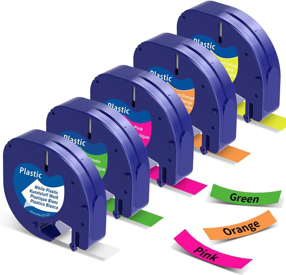Compatible with Dymo Letratag Refills 91330 White Paper Label Maker Tape | Replacement for Dymo Label Maker LT-100H 100T Plus 200B Refills, 5-Pack 12mm x 4m (1/2" x 13') White Paper