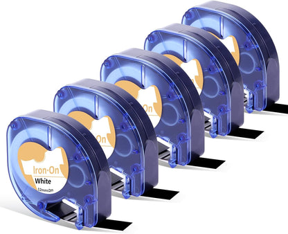 Compatible with Dymo Letratag Refills 91330 White Paper Label Maker Tape | Replacement for Dymo Label Maker LT-100H 100T Plus 200B Refills, 5-Pack 12mm x 4m (1/2" x 13') White Paper