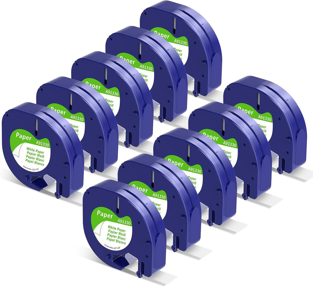 Compatible with Dymo Letratag Refills 91330 White Paper Label Maker Tape | Replacement for Dymo Label Maker LT-100H 100T Plus 200B Refills, 5-Pack 12mm x 4m (1/2" x 13') White Paper