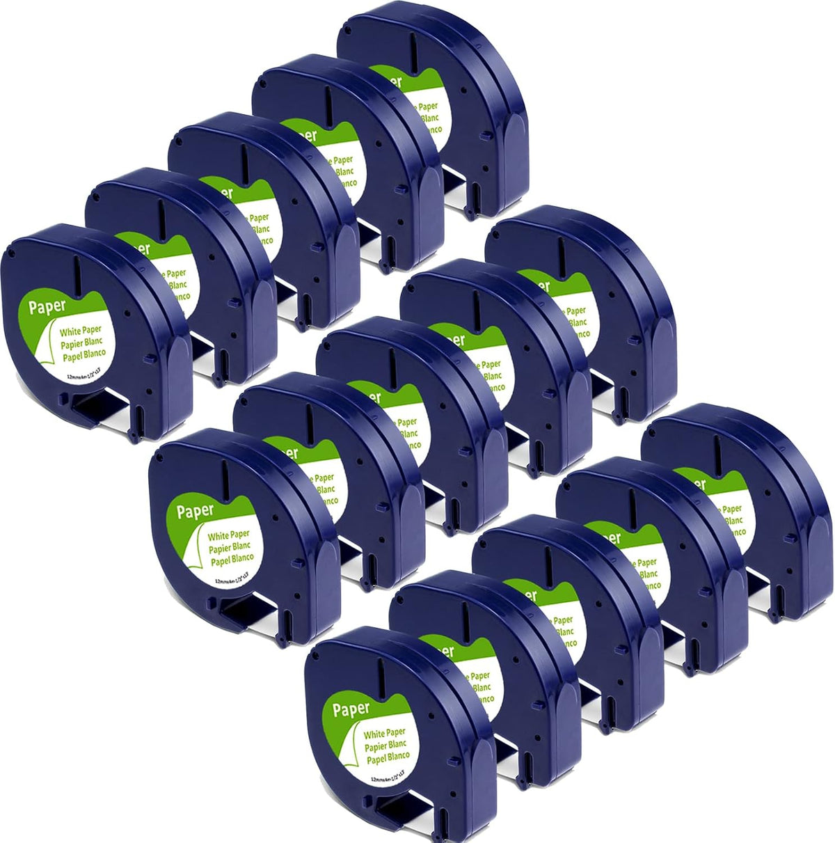 Compatible with Dymo Letratag Refills 91330 White Paper Label Maker Tape | Replacement for Dymo Label Maker LT-100H 100T Plus 200B Refills, 5-Pack 12mm x 4m (1/2" x 13') White Paper