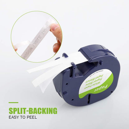 Compatible with Dymo Letratag Refills 91330 White Paper Label Maker Tape | Replacement for Dymo Label Maker LT-100H 100T Plus 200B Refills, 5-Pack 12mm x 4m (1/2" x 13') White Paper