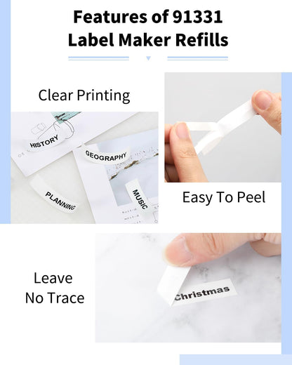 Compatible with Dymo Letratag Refills 91330 White Paper Label Maker Tape | Replacement for Dymo Label Maker LT-100H 100T Plus 200B Refills, 5-Pack 12mm x 4m (1/2" x 13') White Paper