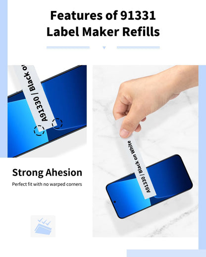 Compatible with Dymo Letratag Refills 91330 White Paper Label Maker Tape | Replacement for Dymo Label Maker LT-100H 100T Plus 200B Refills, 5-Pack 12mm x 4m (1/2" x 13') White Paper