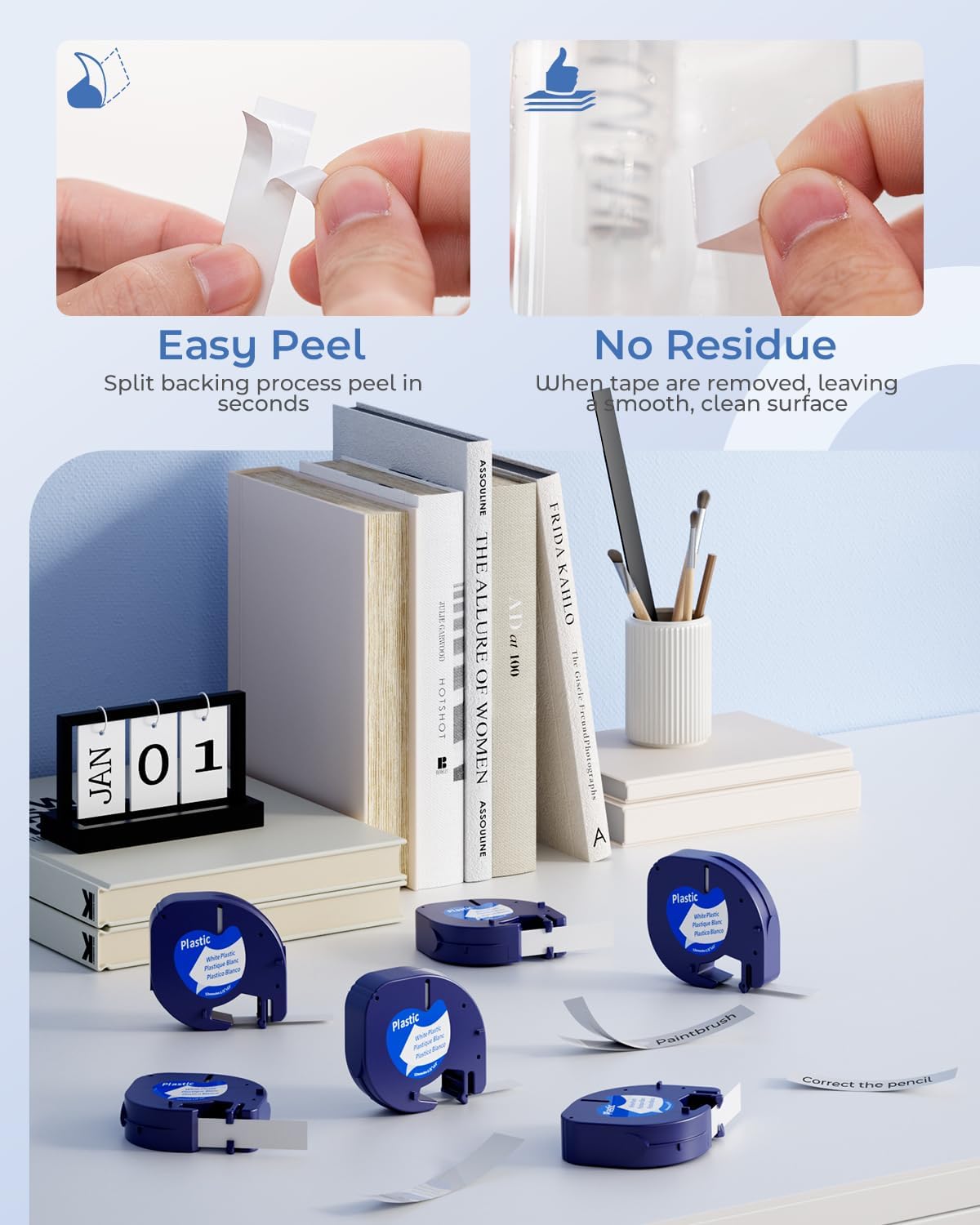Compatible with Dymo Letratag Refills 91330 White Paper Label Maker Tape | Replacement for Dymo Label Maker LT-100H 100T Plus 200B Refills, 5-Pack 12mm x 4m (1/2" x 13') White Paper