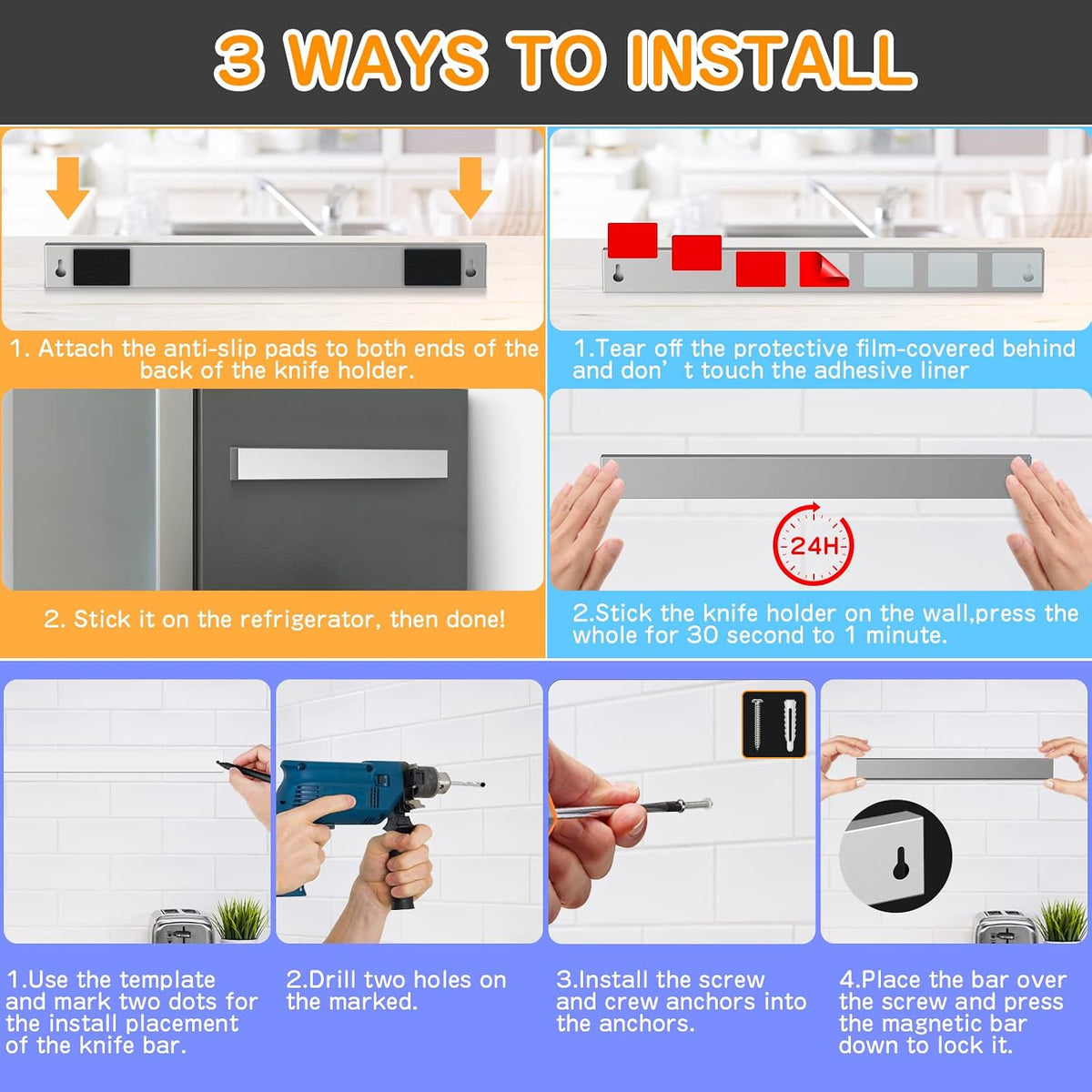 16 Inch Magnetic Knife Holder for Refrigerator