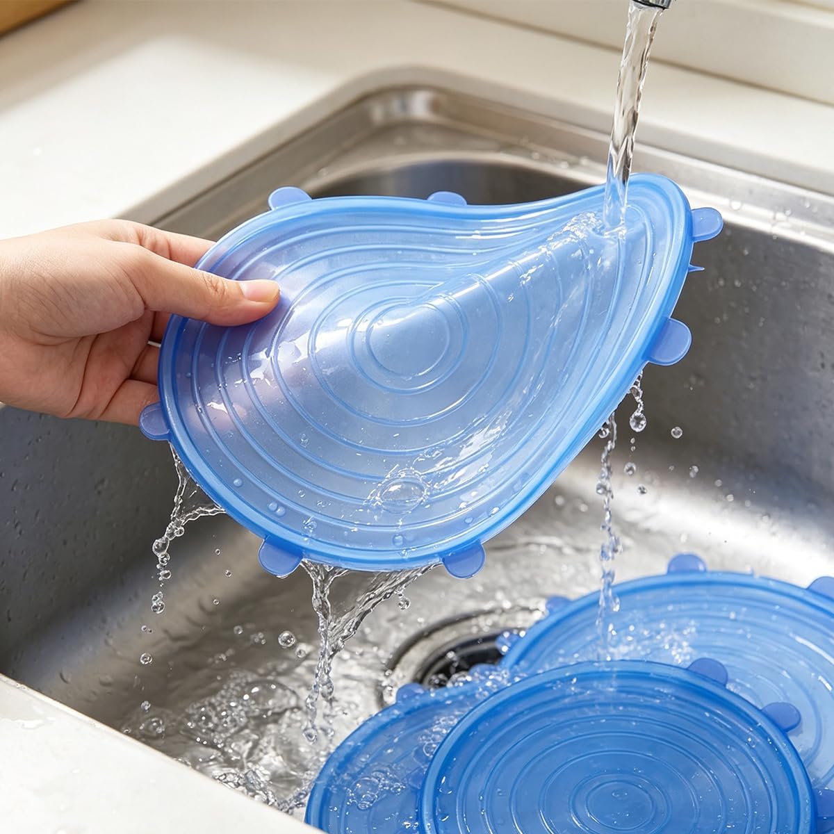 Silicone Stretch lids set(6 Sizes,blue)