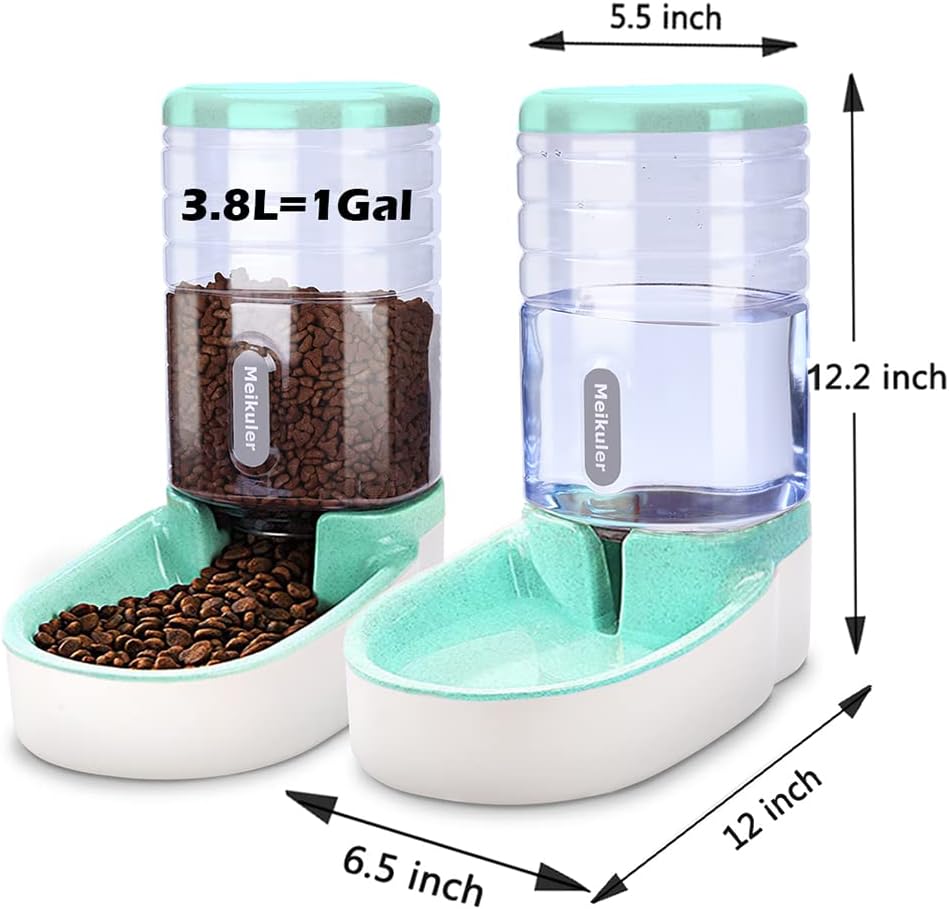 Pets Auto Feeder 5.2L,Food Feeder and Water Dispenser Set for Medium & Large Dogs Cats and Pets Animals (Navy)