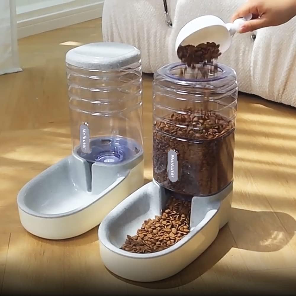 Pets Auto Feeder 5.2L,Food Feeder and Water Dispenser Set for Medium & Large Dogs Cats and Pets Animals (Navy)