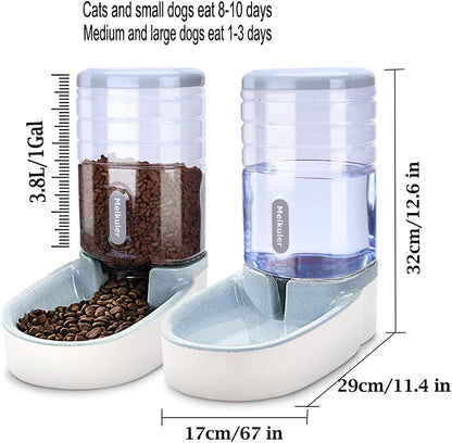 Pets Auto Feeder 5.2L,Food Feeder and Water Dispenser Set for Medium & Large Dogs Cats and Pets Animals (Navy)