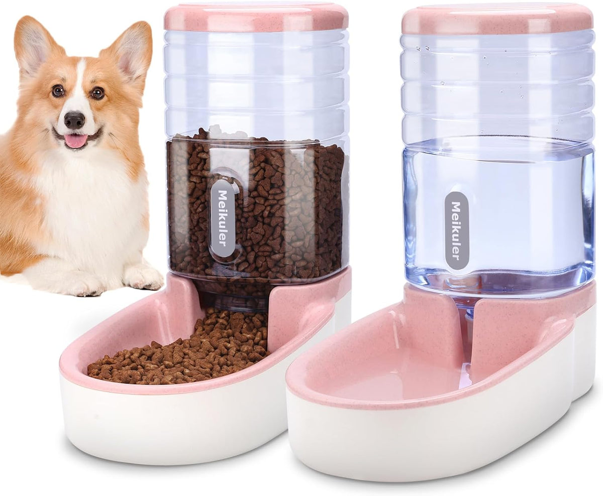 Pets Auto Feeder 5.2L,Food Feeder and Water Dispenser Set for Medium & Large Dogs Cats and Pets Animals (Navy)