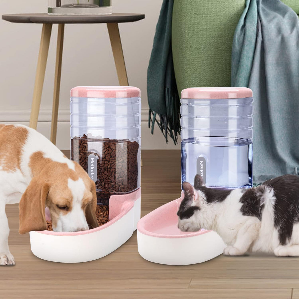 Pets Auto Feeder 5.2L,Food Feeder and Water Dispenser Set for Medium & Large Dogs Cats and Pets Animals (Navy)