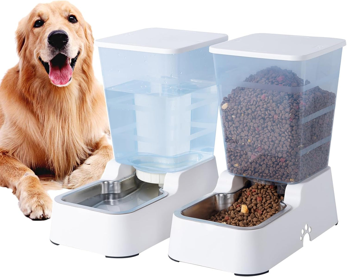 Pets Auto Feeder 5.2L,Food Feeder and Water Dispenser Set for Medium & Large Dogs Cats and Pets Animals (Navy)